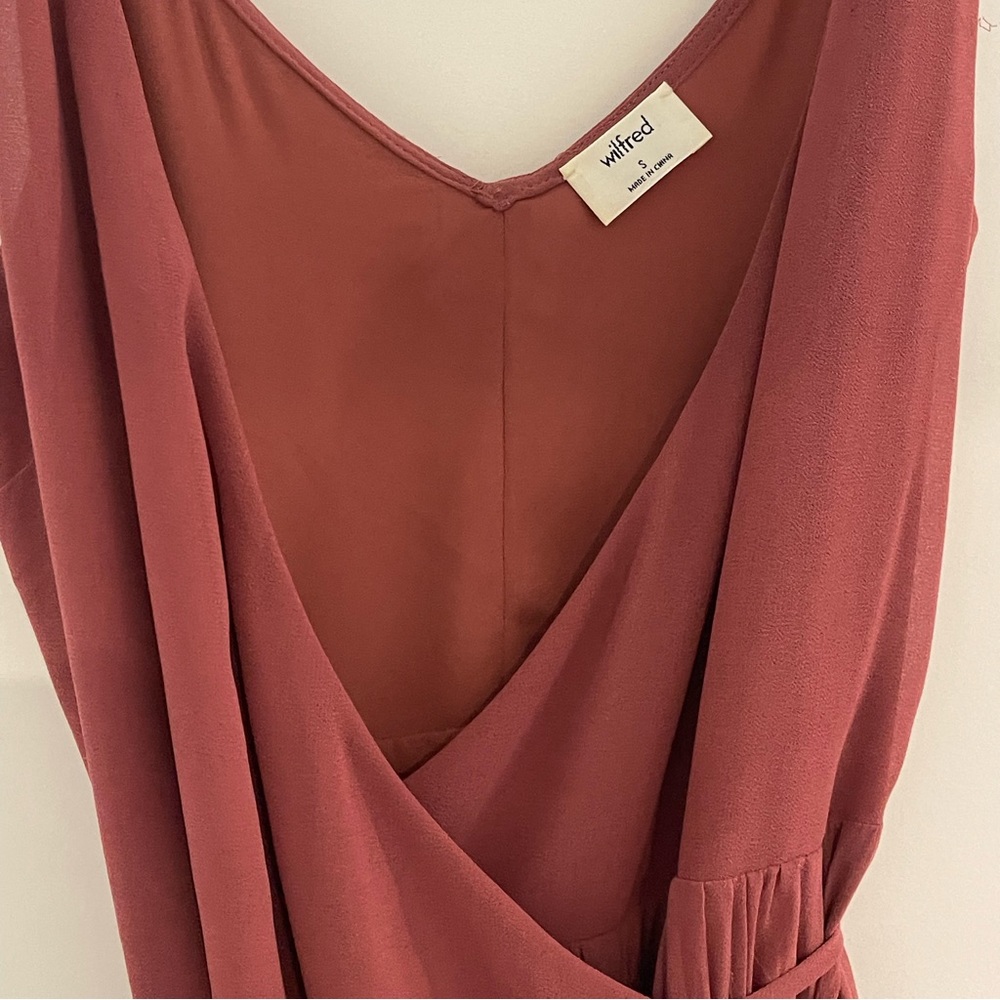 Wilfred Beaune Pleated Midi Dress with Waist Tie - Picture 3 of 3